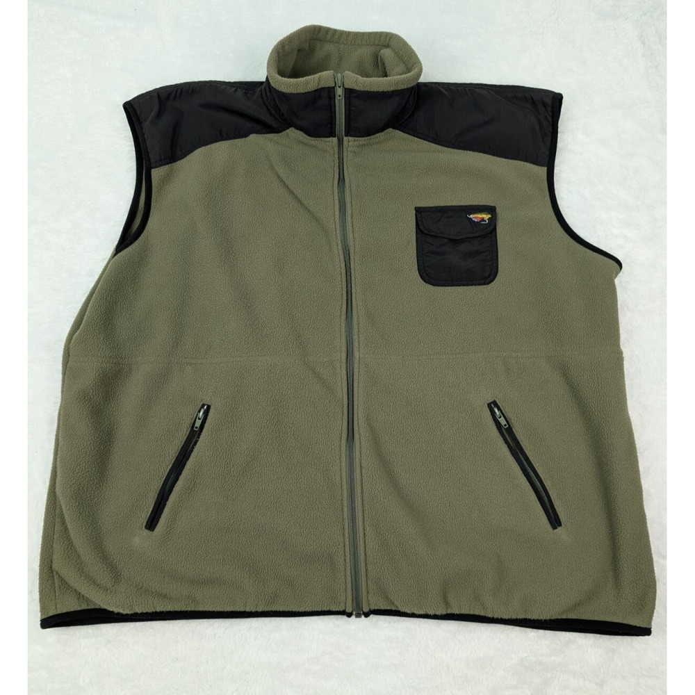 Redington Full‎ Zip Fleece Vest Size Men's XXL Green Pockets Fly Fishing Hunting